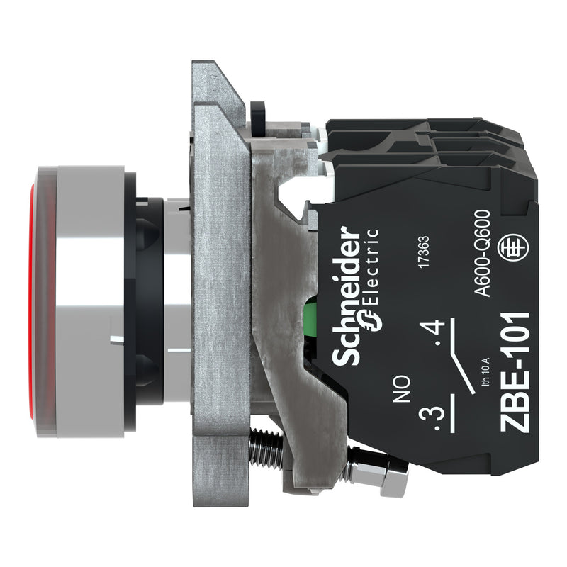 TELEMEC BOTON ILUM ROJO 1NA+1NC P/BA9S 250V METAL
