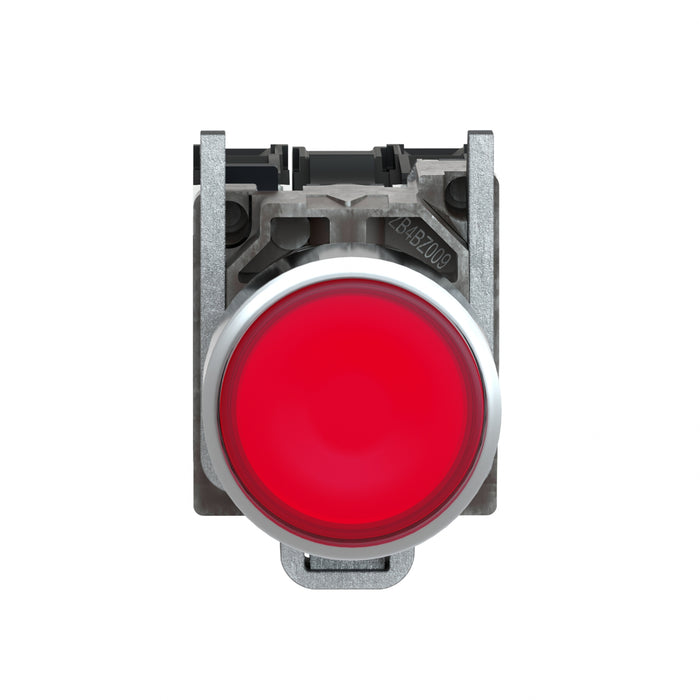TELEMEC BOTON ILUM ROJO 1NA+1NC+LED 24V AC/DC -COMP METAL