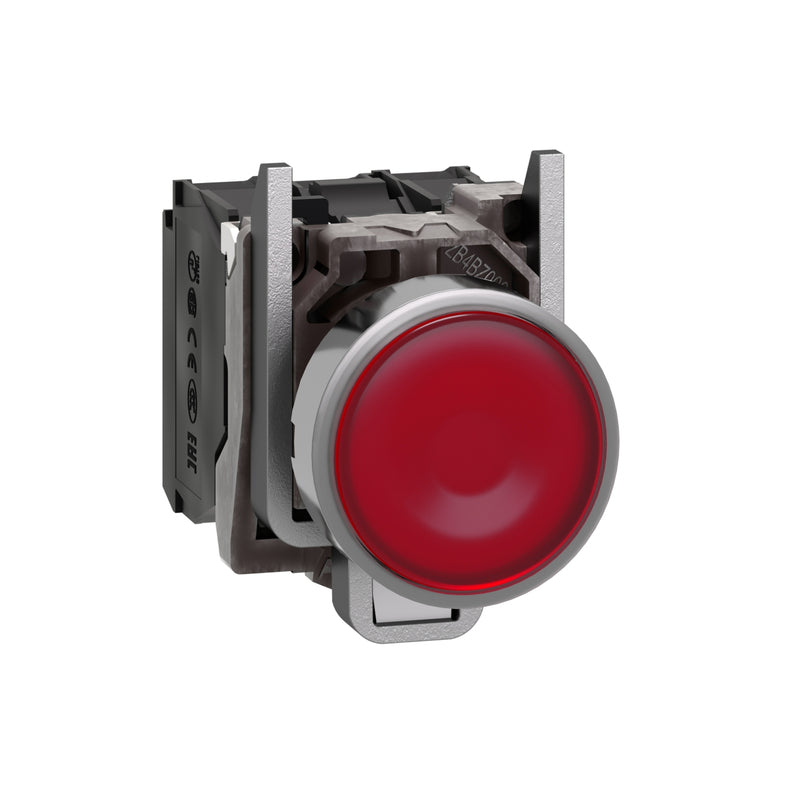 TELEMEC BOTON ILUM ROJO 1NA+1NC+LED 24V AC/DC -COMP METAL