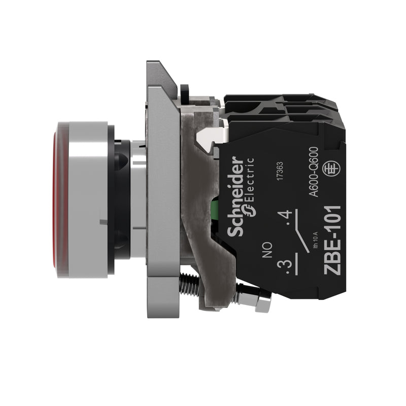 TELEMEC BOTON ILUM ROJO 1NA+1NC+LED 120VAC -COMP METAL
