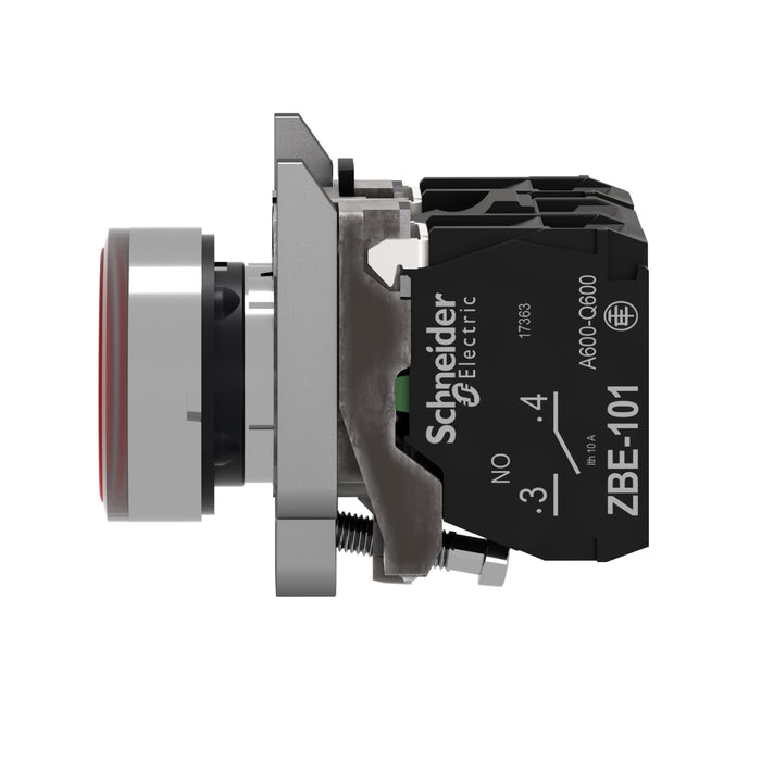 TELEMEC BOTON ILUM ROJO 1NA+1NC+LED 120VAC -COMP METAL