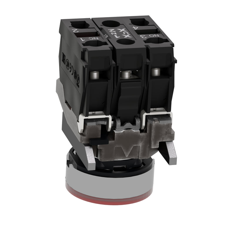 TELEMEC BOTON ILUM ROJO 1NA+1NC+LED 120VAC -COMP METAL