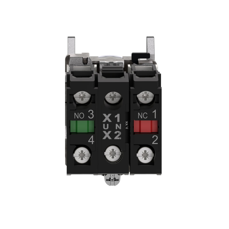 TELEMEC BOTON ILUM AZUL 1NA+1NC+LED 24V AC/DC -COMP METAL