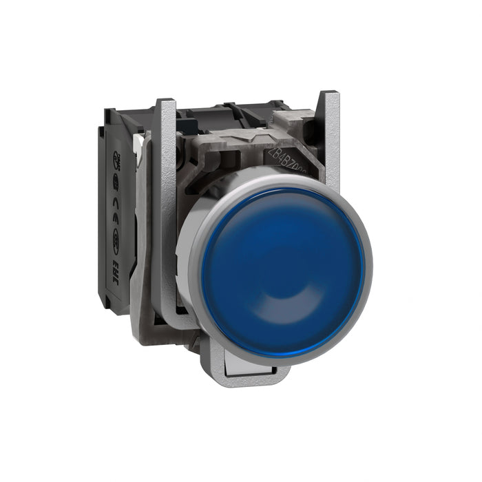 TELEMEC BOTON ILUM AZUL 1NA+1NC+LED 24V AC/DC -COMP METAL