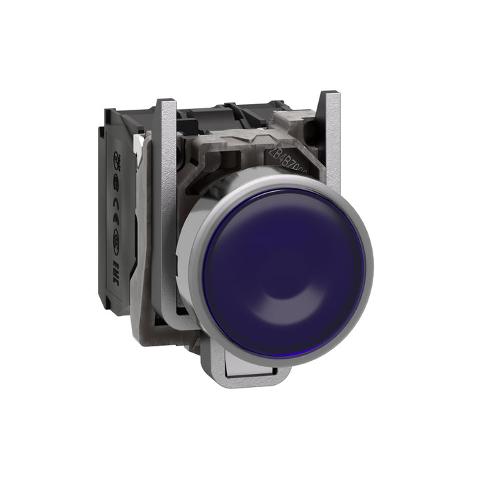 TELEMEC BOTON ILUM AZUL 1NA+1NC+LED 120VAC -COMP METAL