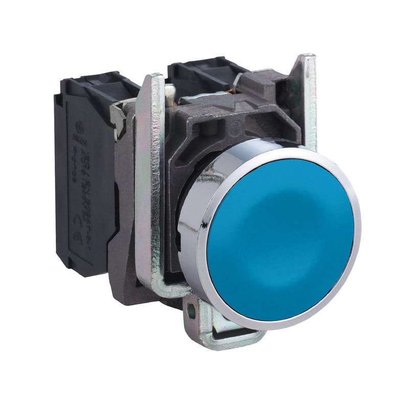 TELEMEC PULSADOR RASANTE 22.5 MM AZUL
