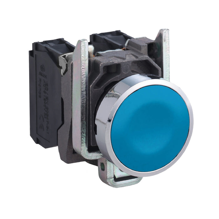 TELEMEC PULSADOR RASANTE 22.5 MM AZUL