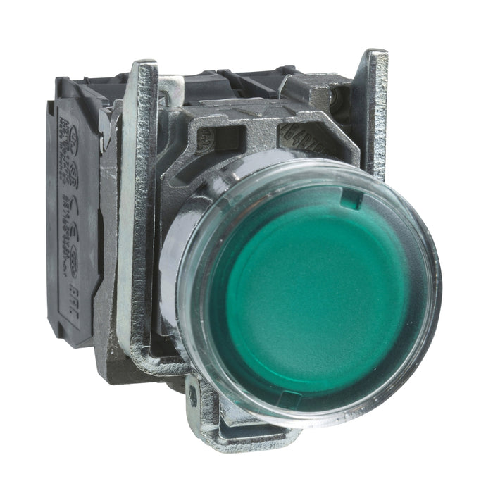 TELEMEC BOTON ILUM VERDE 1NA+1NC P/BA9S 250V METAL