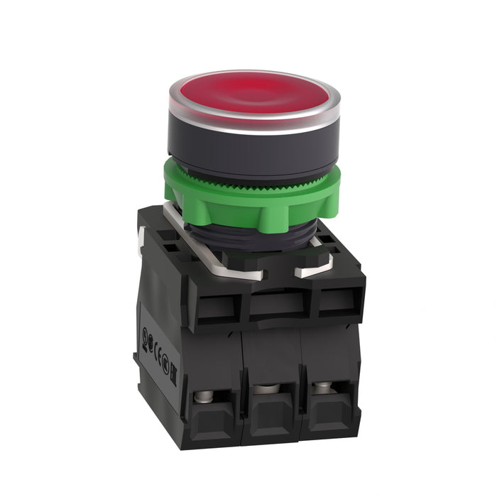 TELEMEC BOTON ILUM ROJO 1NA+1NC+LED 24V AC/DC -COMP PLAST
