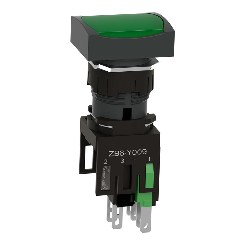 TELEMEC BOTON ILUM VERDE RECT 1NA+LED 24V CA/CD -COMP PLAST