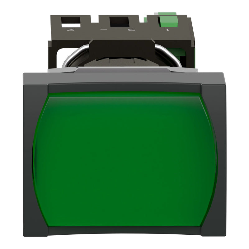 TELEMEC BOTON ILUM VERDE RECT 1NA+LED 24V CA/CD -COMP PLAST