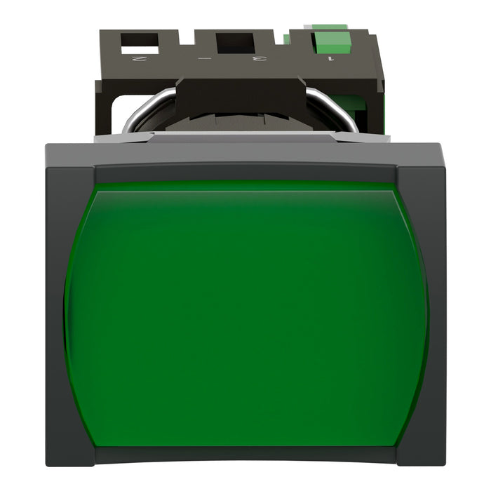 TELEMEC BOTON ILUM VERDE RECT 1NA+LED 24V CA/CD -COMP PLAST