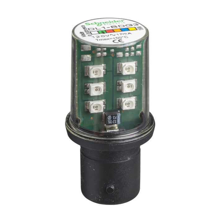 TELEMEC FOCO CON LED INTEG. VERDE BA 15d 120V