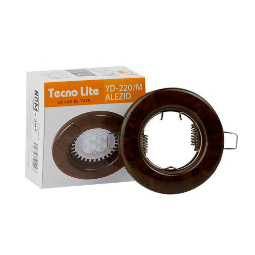 TECNOLITE EMP. FIJO LISO REDONDO P/MR16 MADERA