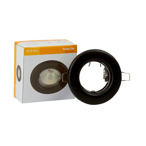 TECNOLITE EMP. FIJO LISO REDONDO P/MR16 NEGRO