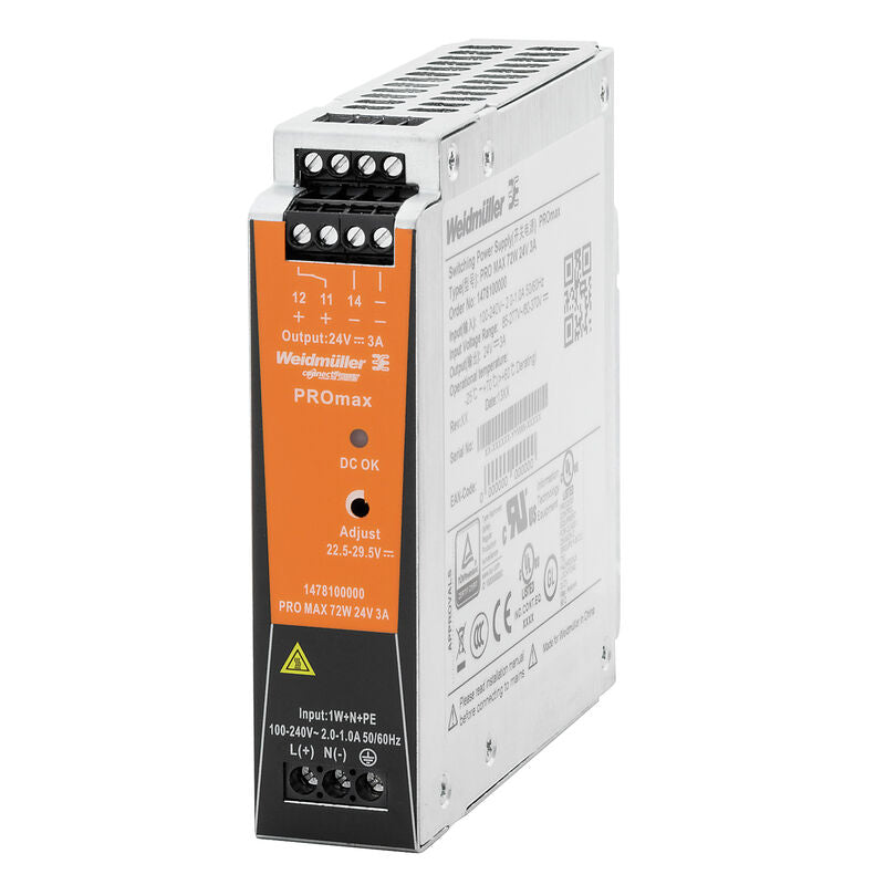 WEIDMULLER FUENTE PRO MAX 1F 100-240VAC SAL 24VDC 3A