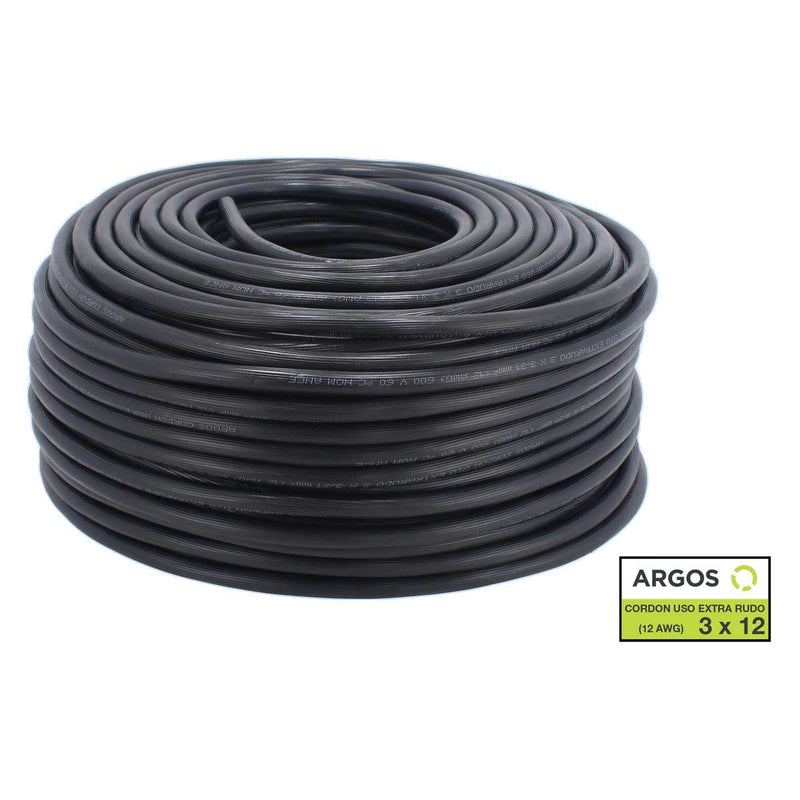 CABLE USO RUDO ARGOS 3X12 AWG NEGRO (ROLLO 100 MTS)