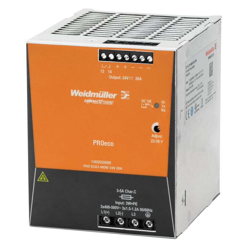 WEIDMULLER FUENTE PRO ECO3 3F 400-500VAC SAL 24VDC 20A