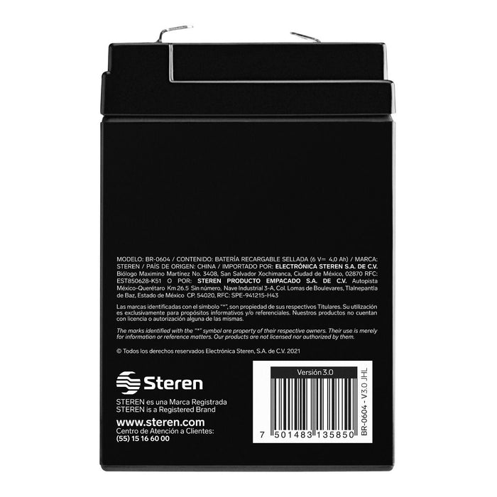 STEREN BATERIA RECARGABLE D/ACIDO 6DC 4AMPS
