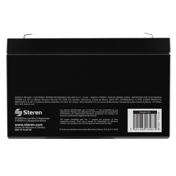 STEREN BATERIA RECARGABLE D/ACIDO 6VCC 7 AMP