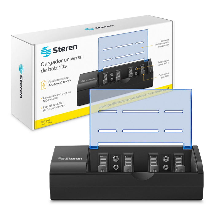 STEREN CARGADOR UNIVERSAL P/AA AAA C D Y 9V
