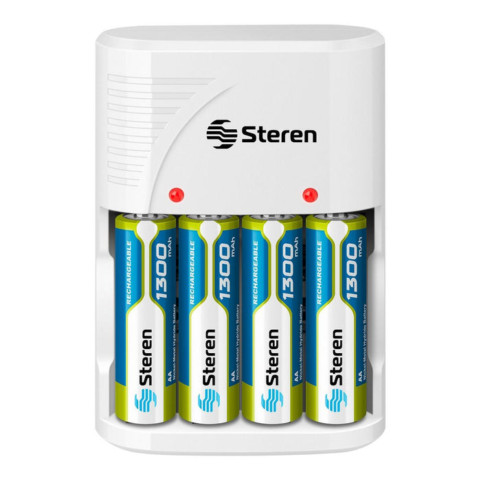 STEREN CARGADOR DE BATERIAS AA/AAA/9V C/4 PILAS