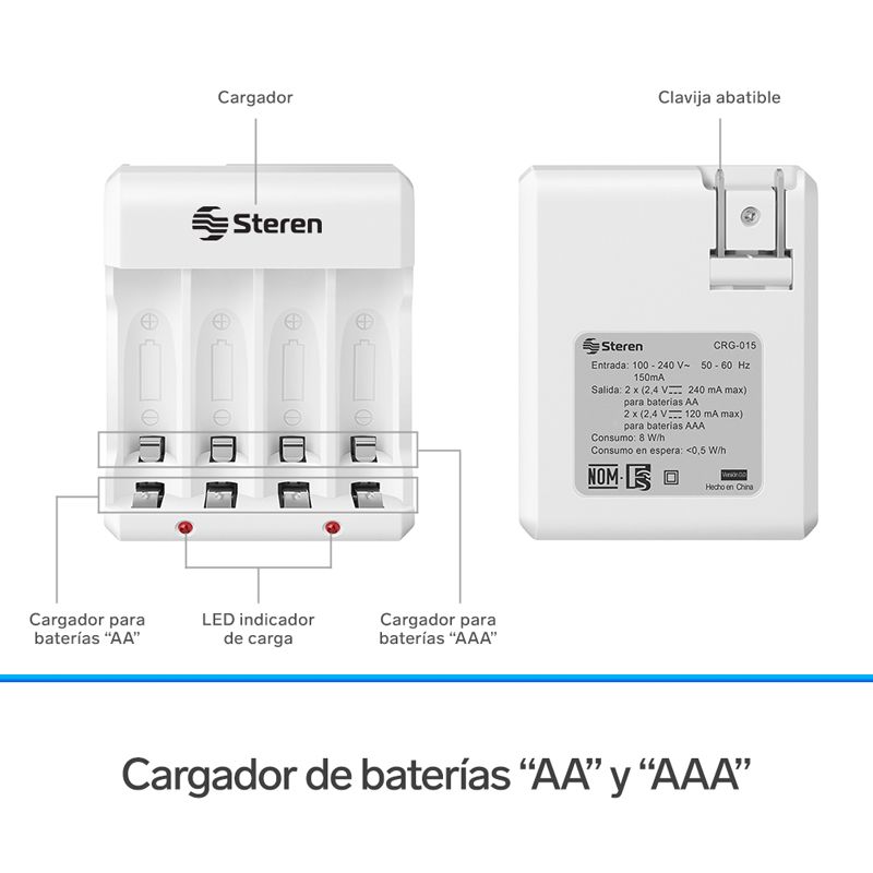 STEREN CARGADOR PARA 1-4 PILAS AAA