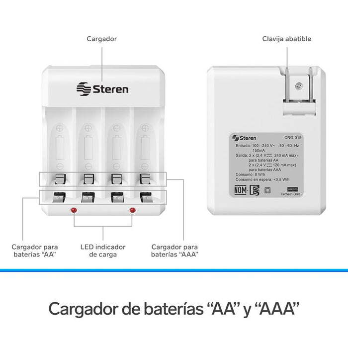 STEREN CARGADOR PARA 1-4 PILAS AAA