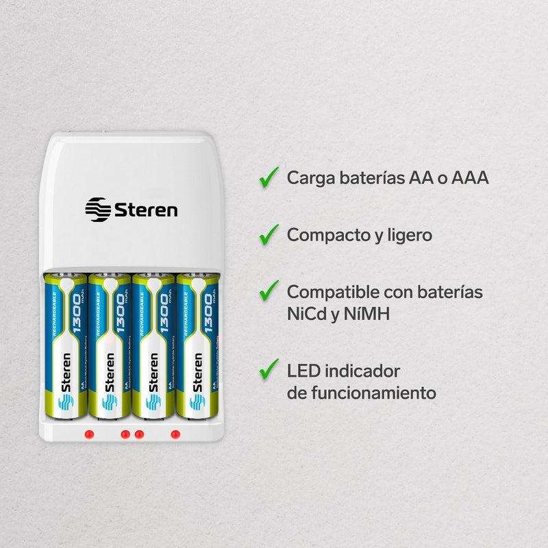 STEREN CARGADOR DE BATERIAS AA/AAA