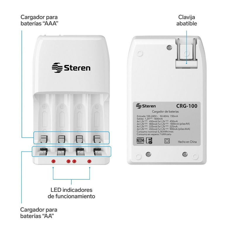 STEREN CARGADOR DE BATERIAS AA/AAA