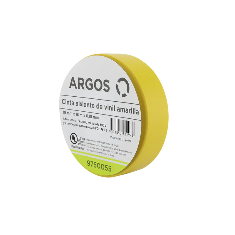 ARGOS CINTA AISLANTE DE VINIL 19mmX18m AMARILLA