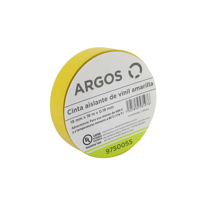 ARGOS CINTA AISLANTE DE VINIL 19mmX18m AMARILLA