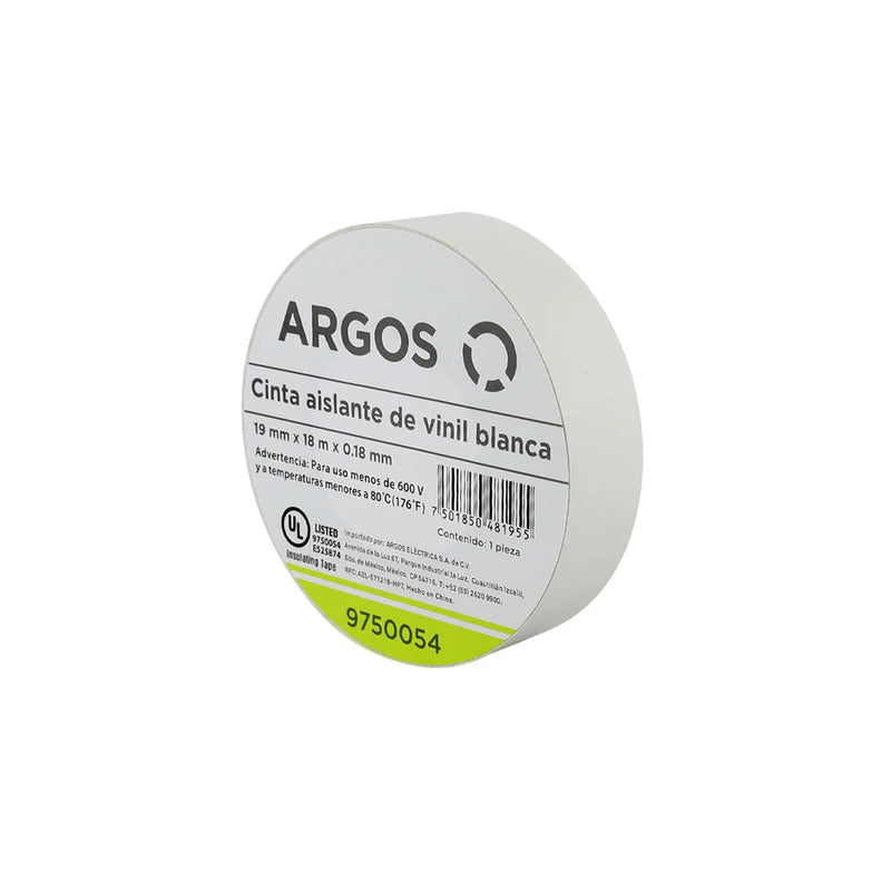 ARGOS CINTA AISLANTE DE VINIL 19mmX18m BLANCA
