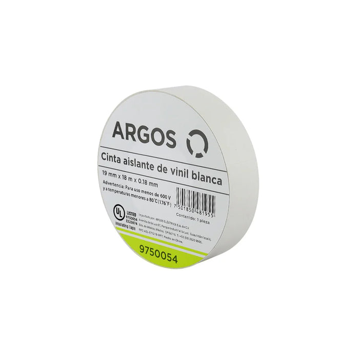 ARGOS CINTA AISLANTE DE VINIL 19mmX18m BLANCA
