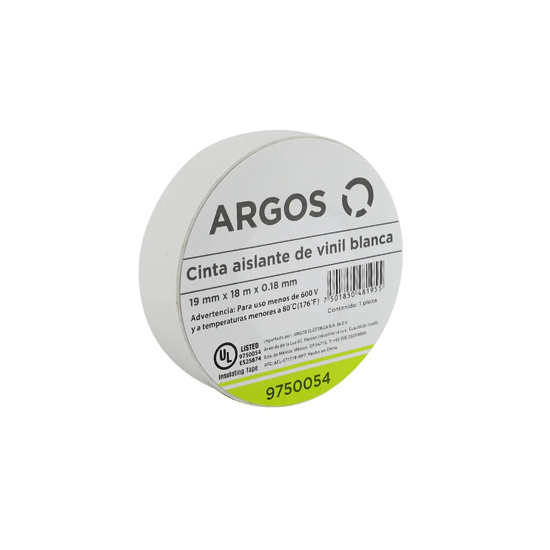 ARGOS CINTA AISLANTE DE VINIL 19mmX18m BLANCA
