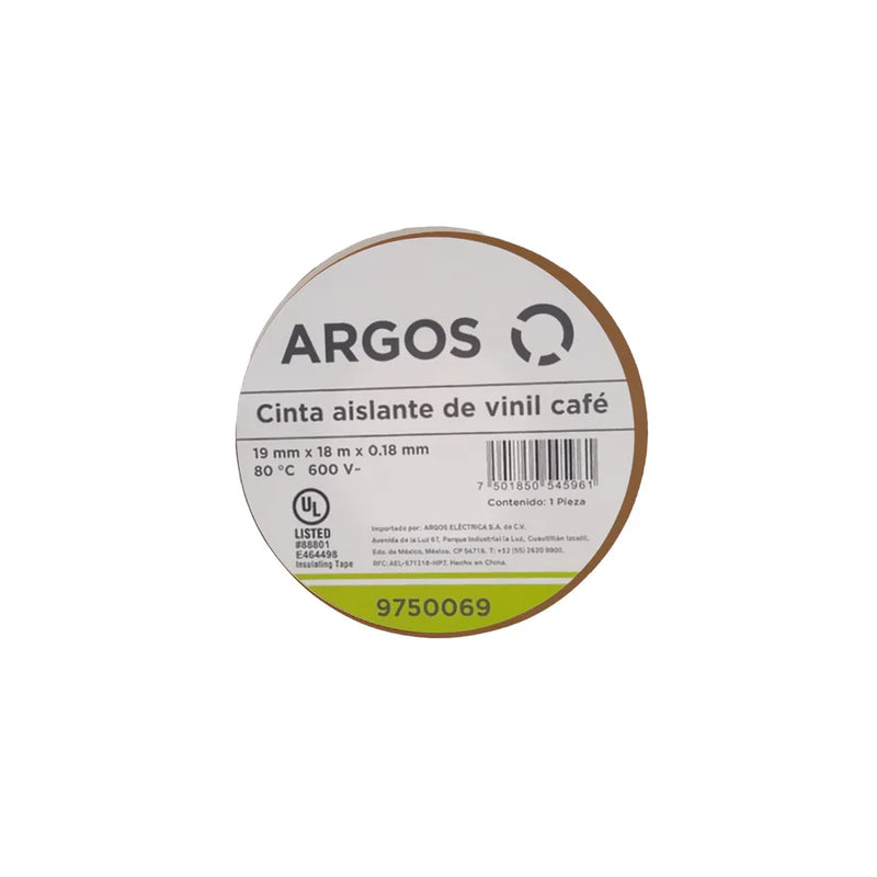 ARGOS CINTA AISLANTE DE VINIL 19mmX18m CAFÉ
