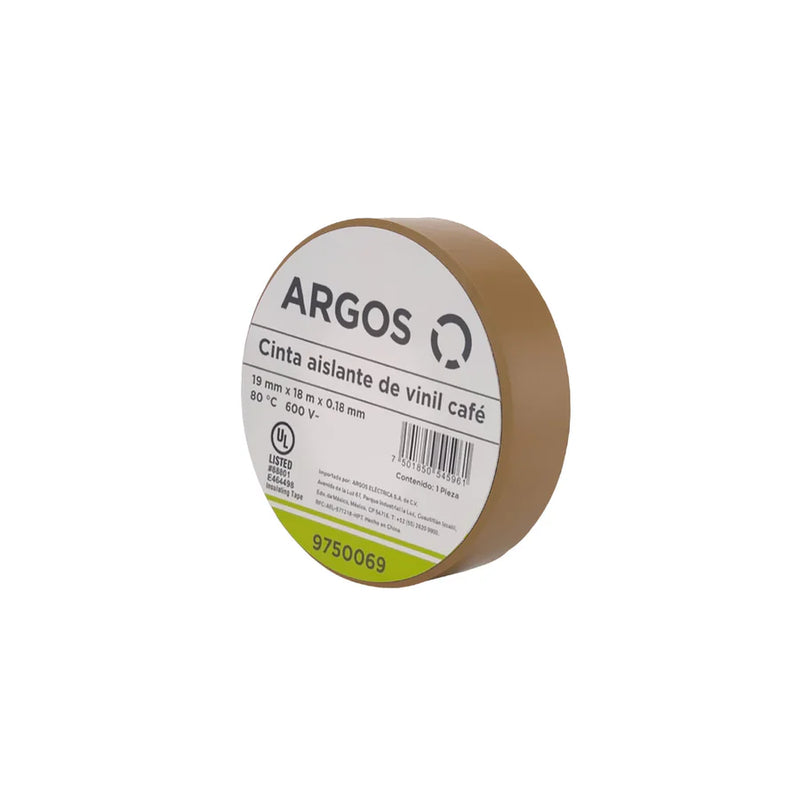 ARGOS CINTA AISLANTE DE VINIL 19mmX18m CAFÉ