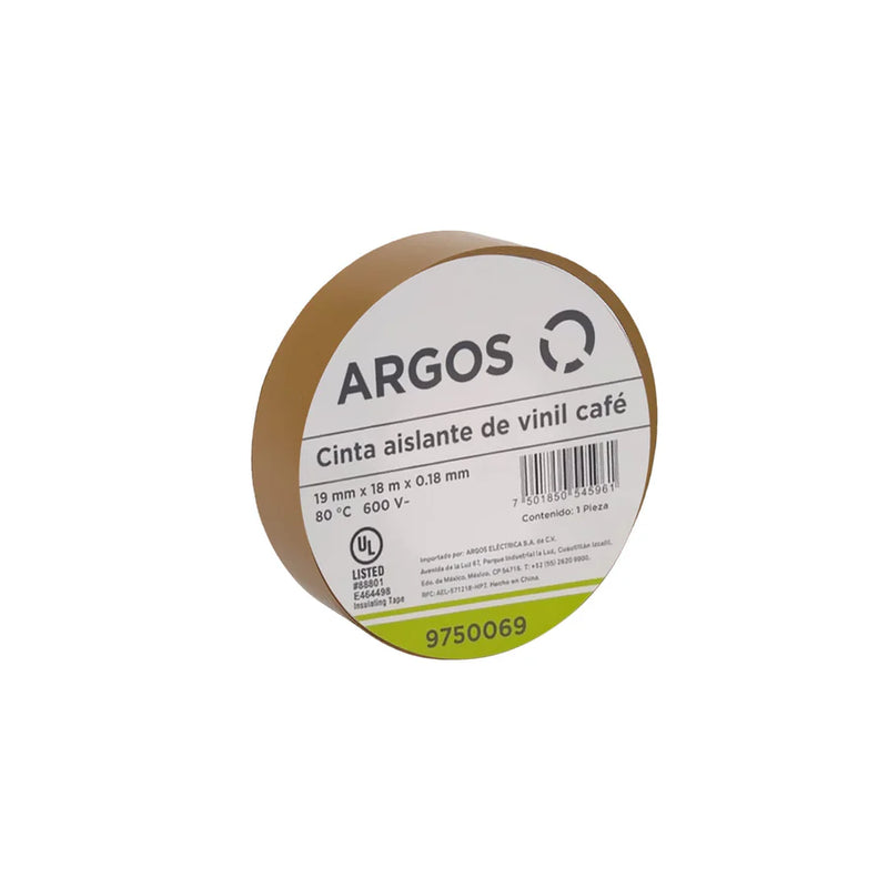 ARGOS CINTA AISLANTE DE VINIL 19mmX18m CAFÉ