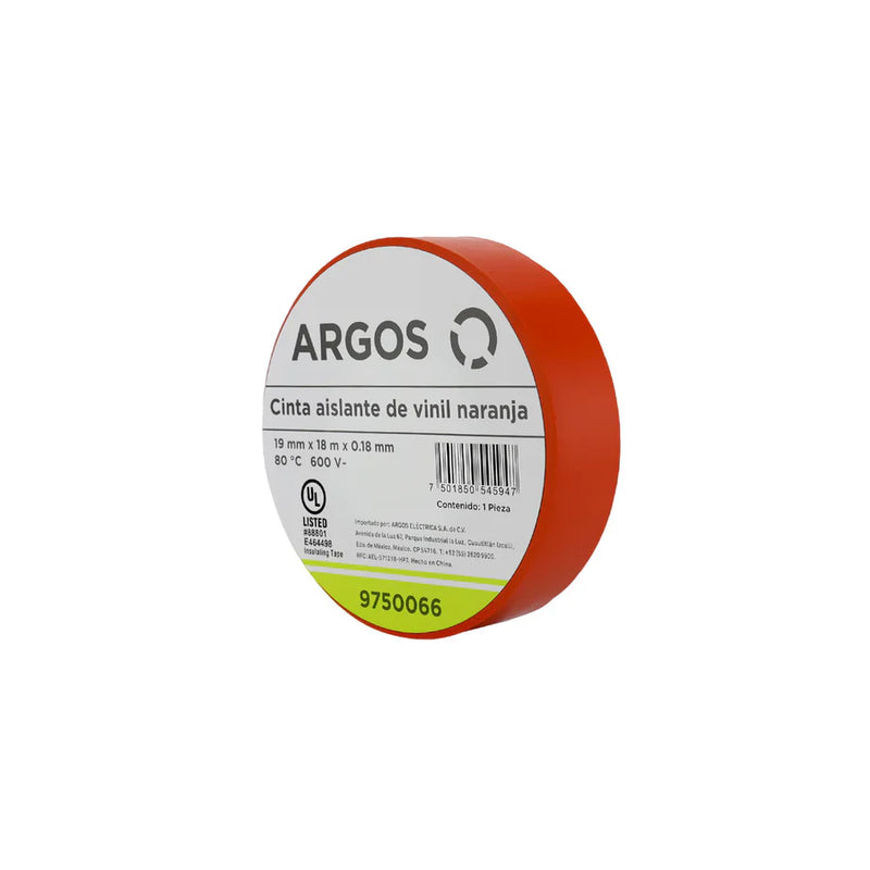 ARGOS CINTA AISLANTE DE VINIL 19mmX18m ANARANJADA