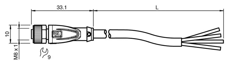 PEPPERL CABLE 3MTS CON CONECTOR RECTO M8 4P 240799-0002
