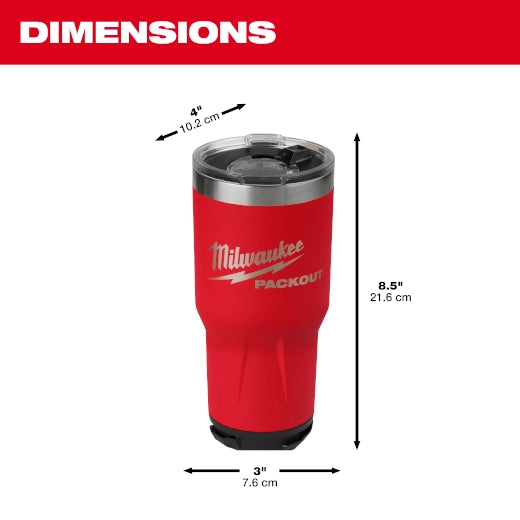 MILWAUKEE PACKOUT 30OZ TUMBKER-RED