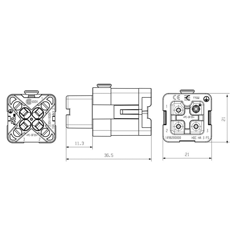 WEIDMULLER HDC-HA-3BS CONECTOR HEMBRA 3P+TIERRA