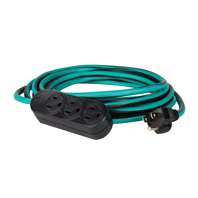 ARGOS EXTENSION 30 MTS 3X16AWG 13AMPS 3 TOMAS VERDE/NEGRO