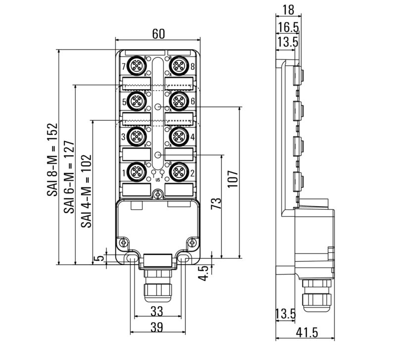 WEIDMULLER DISTRIBUIDOR PARA SENSORES SAI-4-M 5P M12