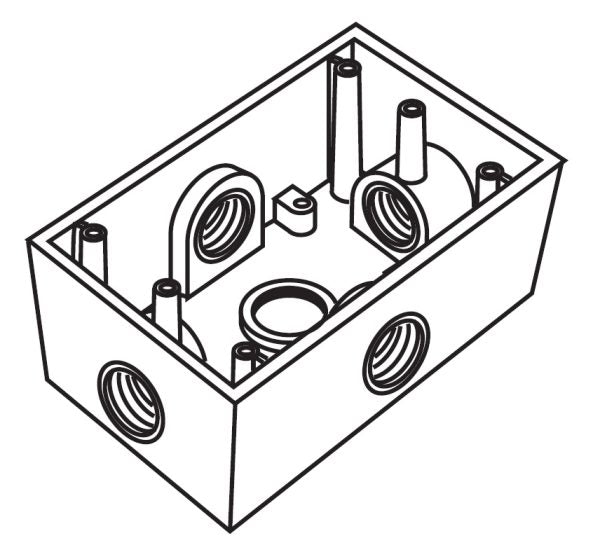 RAWELT CAJA RECT INTEMPERIE RR 19.05 3/4" 5 BOCAS