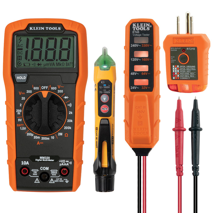 KLEIN KIT DE PRUEBA ELÉCTRICA MULTIM DIG MM320+RT210+ET45+NCVT-3P