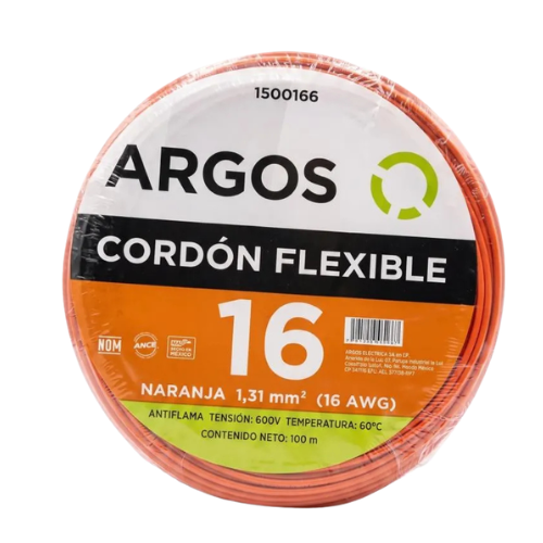 ARGOS CABLE AUTOMOTRIZ CAL. 16 AWG ROLLO NARANJA