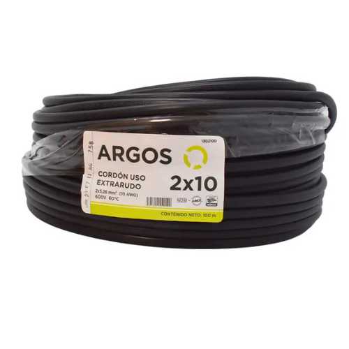 CABLE USO RUDO ARGOS 2X10 AWG NEGRO
