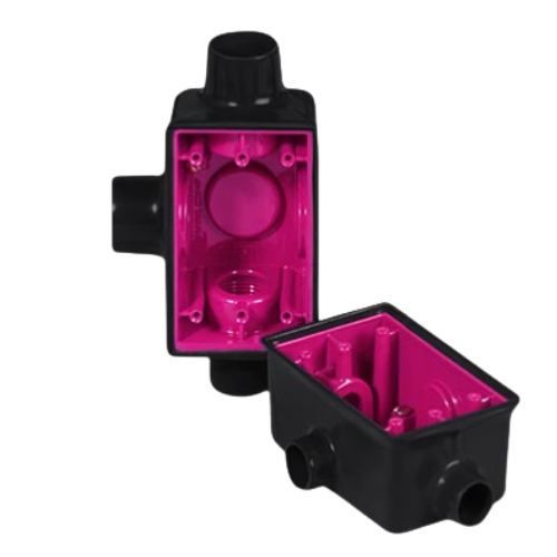 RAWELT CAJA RECTANGULAR PVC 1" PURPURA