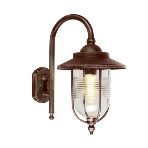 TECNOLITE FAROL PARED SUSPEND CRISTAL PERLADO RAYADO BRONCE